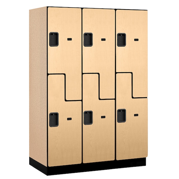 2 Tier 'S' Designer Locker, 54"Wx76"Hx21"D, 6 Door, Maple